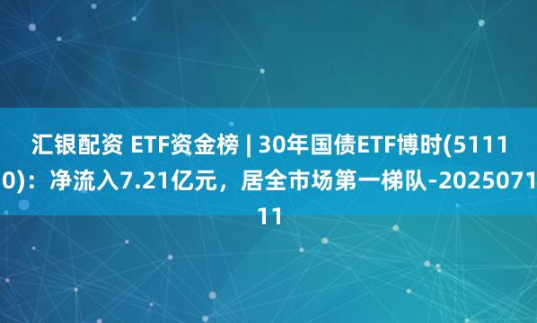 汇银配资 ETF资金榜 | 30年国债ETF博时(511130)：净流入7.21亿元，居全市场第一梯队-20250711