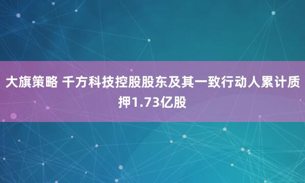 大旗策略 千方科技控股股东及其一致行动人累计质押1.73亿股